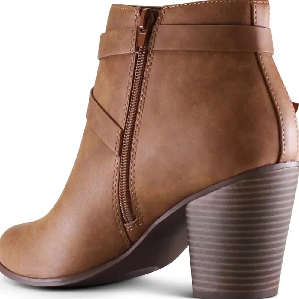 NEW Marco Women's Chic Tan Ankle Booties Faux Leather Size 5 - Picture 5 of 6